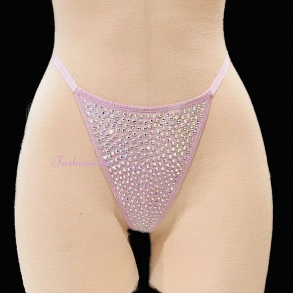 Victorias Secret Very Sexy Subtle Shine Bling Crystals VString Thong Panty - Picture 1 of 4